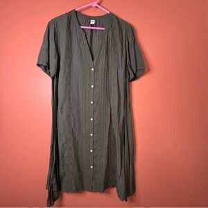 Olive Button-Down Women's Shirt-Dress